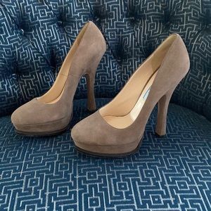 Gray Suede Prada Platform Pumps sz 38